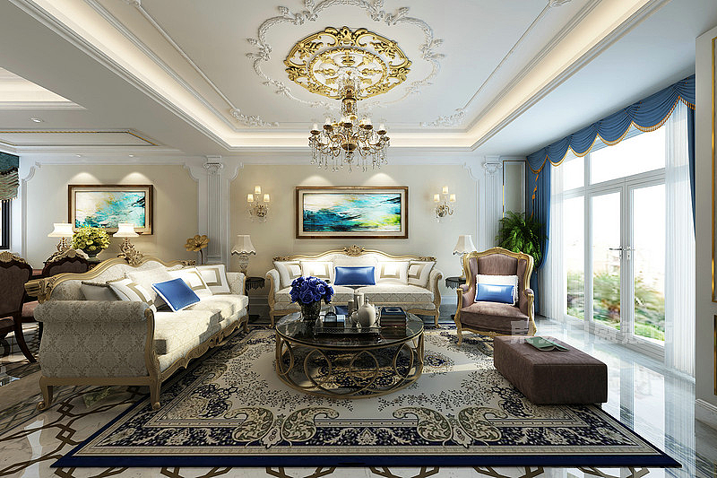 【太原东易格调】绿地卢浮公馆法式200平米装修效果图