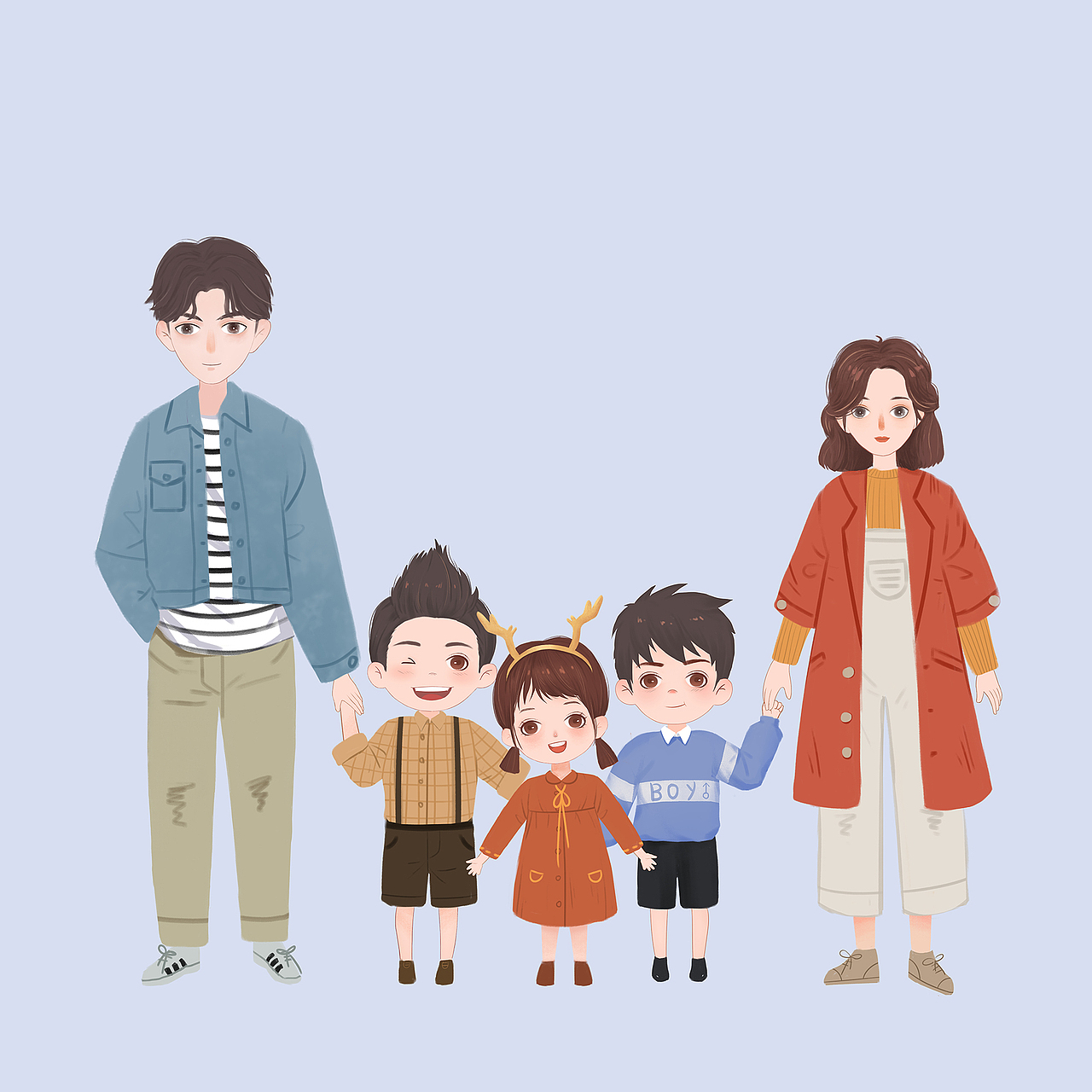 一家人漫画IP形象插画系列（图ZMjIzNTU4MTQw） - 商业插画 - 站酷设计师粉色小麦色原创素材 - 站酷ZCOOL