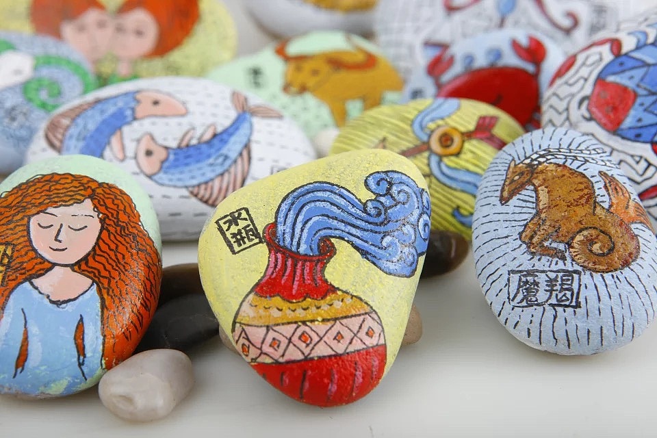 12星座-石头彩绘|手工艺|工艺品设计|anxiaolong_原创作品-站酷zcool