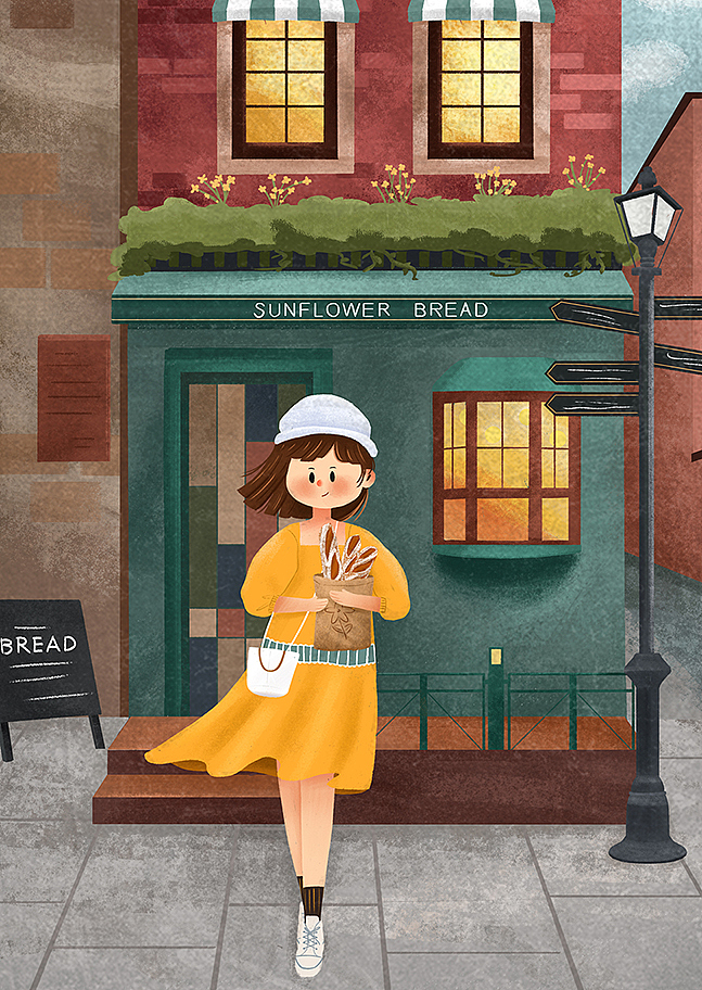 买面包的女孩（图ZMjUzNTEyMzg4） - 创作习作 - 站酷设计师暖色调T原创素材 - 站酷ZCOOL