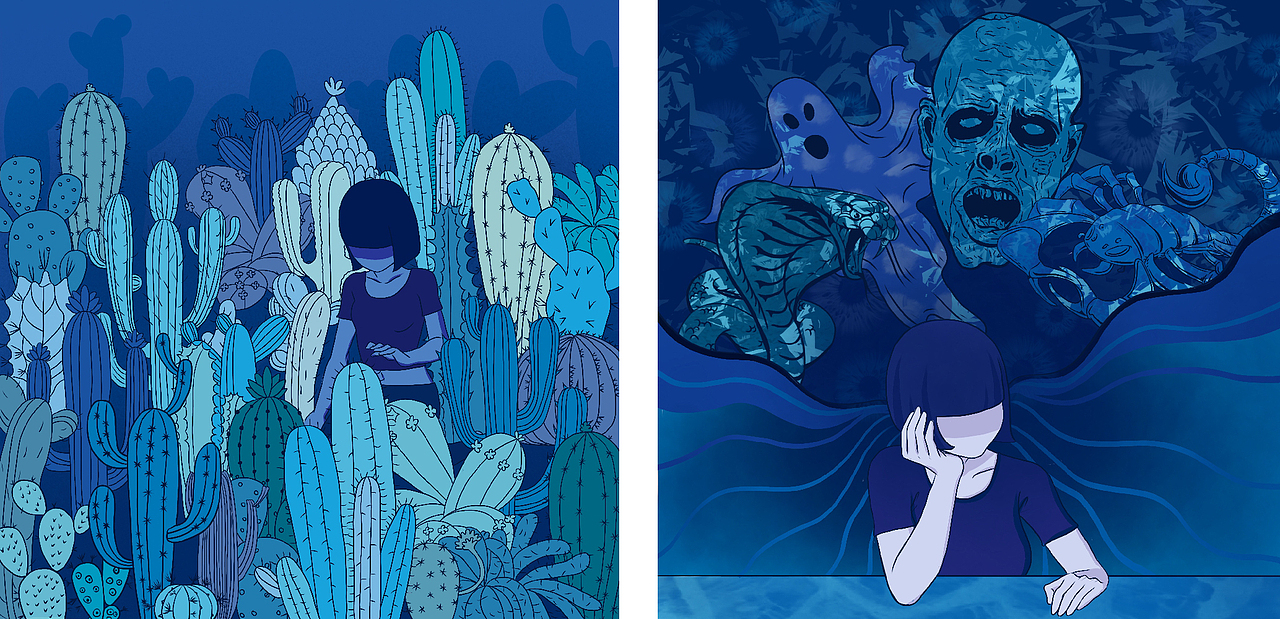 日子和我都很难过--抑郁症主题插画