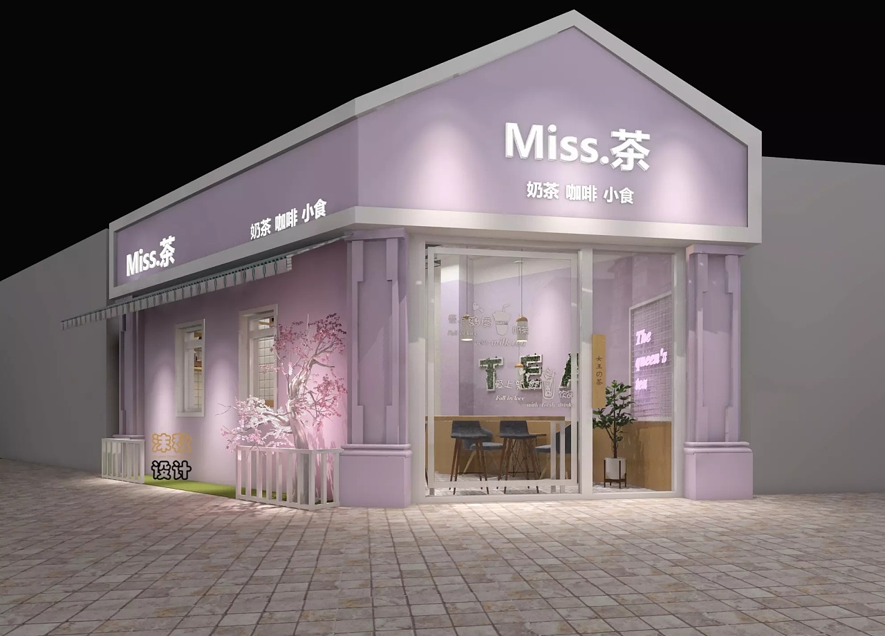 奶茶店、甜品店、水吧设计、效果图设计_点力中国-站酷ZCOOL