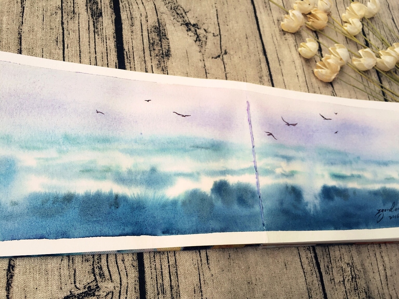 用自制手工水彩本画的画