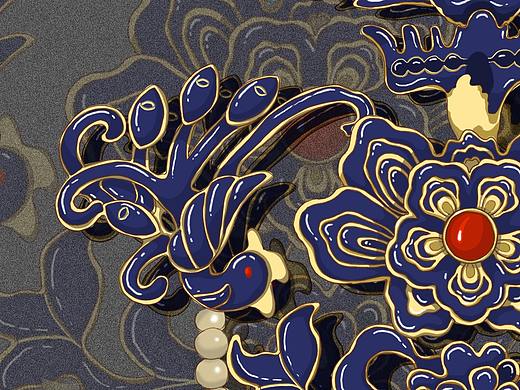 掐丝珐琅饰品插画