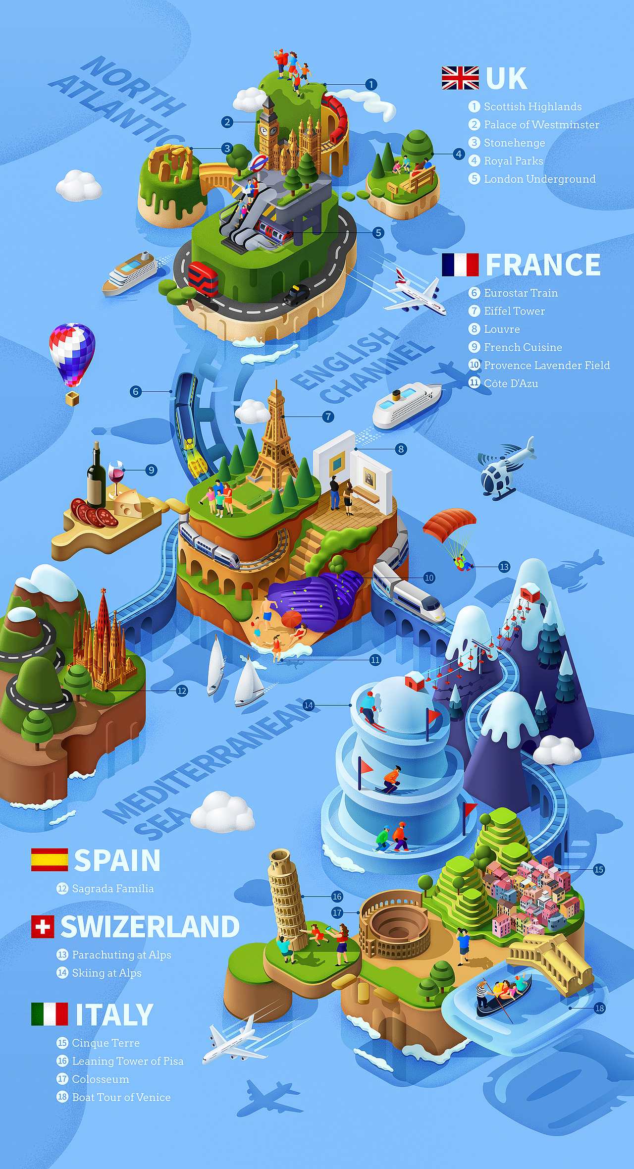 Tourist Map Illustration 旅游地图系列-西欧篇(图ZMTY5NTM0NzU2) - 商业插画 - 站酷设计师夏木叶子原创素材 - 站酷ZCOOL