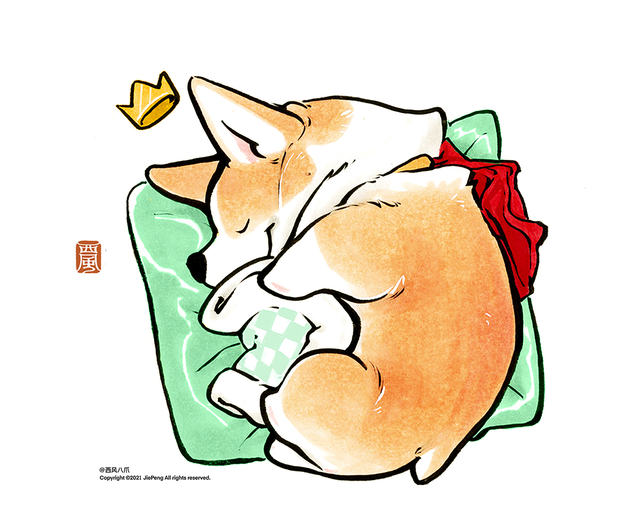 小肥基--柯基犬插画