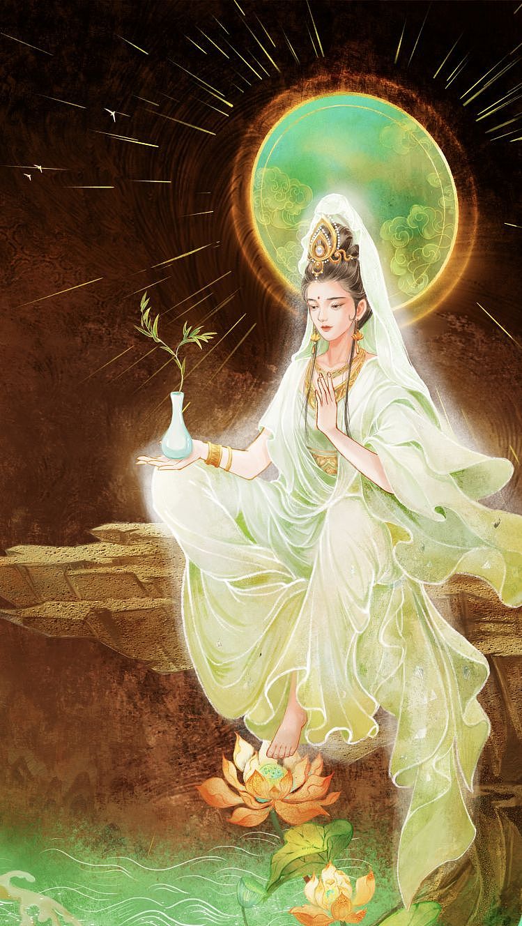 南海观音图（图ZMzYyNTQ4MTM2） - 创作习作 - 站酷设计师桃浪砂原创素材 - 站酷ZCOOL