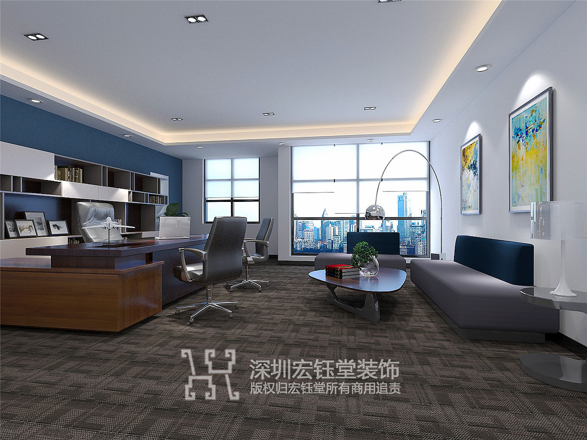 郑州总经理办公室装修效果图-郑州老板办公室装修方案