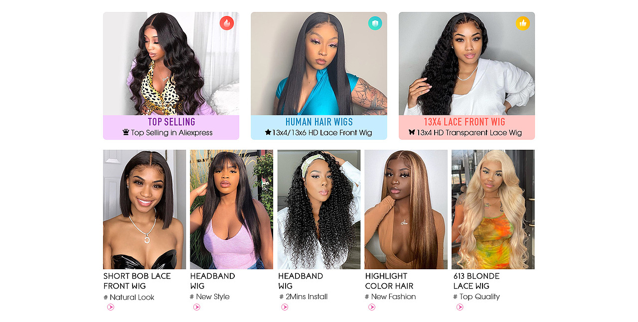 速卖通假发店铺夏季轮播（图ZMjY0MDEyMjcy） - 电商 - 站酷设计师满洲里的哈哈哈原创素材 - 站酷ZCOOL