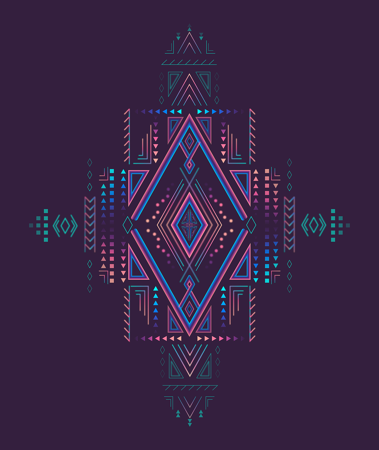 关于颜色,模仿7神的色彩。原因:想做出光晕的科技、机械感。所以想用深色背景衬托高明度和纯度的点线面构成。在3原色当中,黄色明度最高,所以红蓝的间色(紫色)在纯度相同的情况下明度最深(想想画画时候的普蓝+深红)然后以紫色为中心,向两边(冷暖)进行渐变。这样在色彩上有了明度对比、冷暖对比。