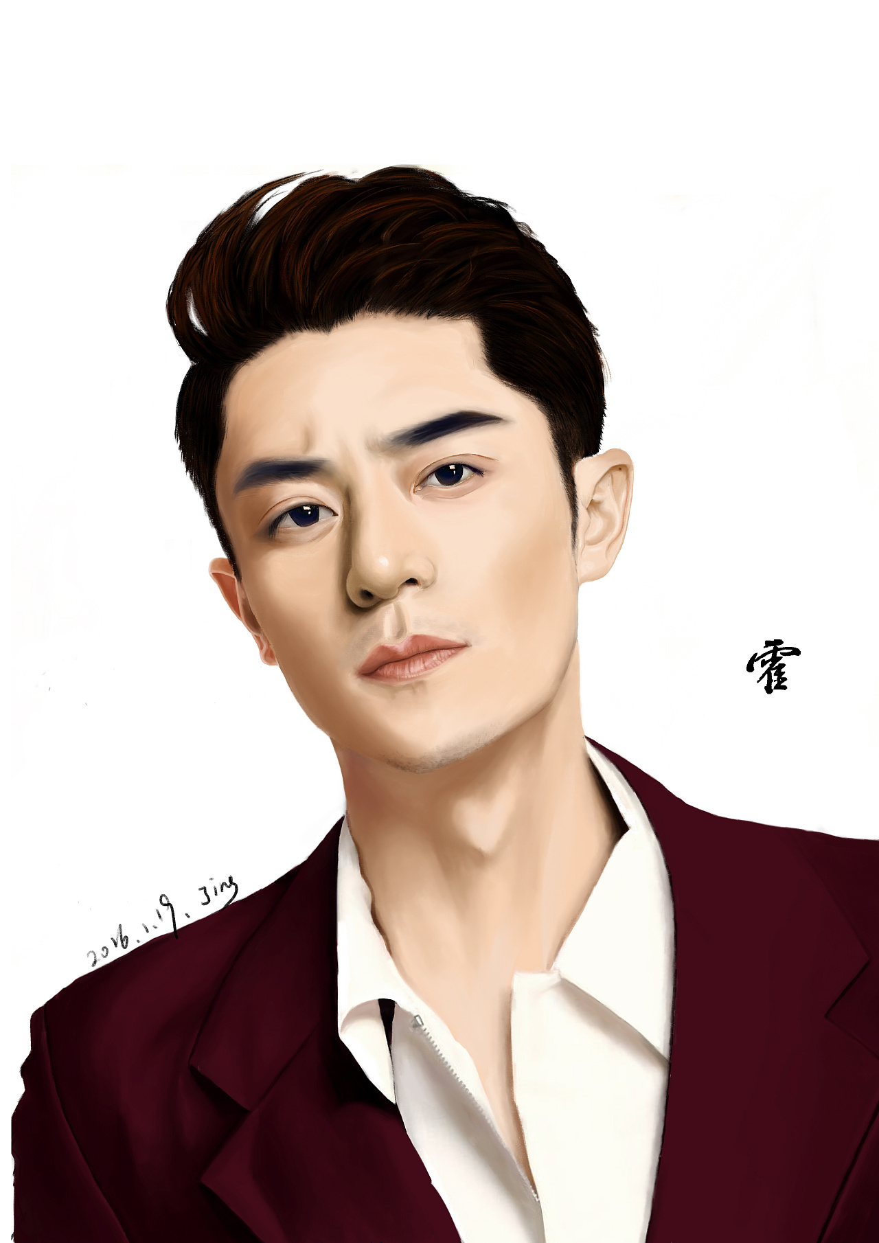 以前空闲的时为了练手画的霍建华,不足之处