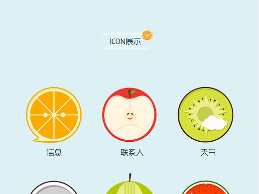 扁平化水果主题图标