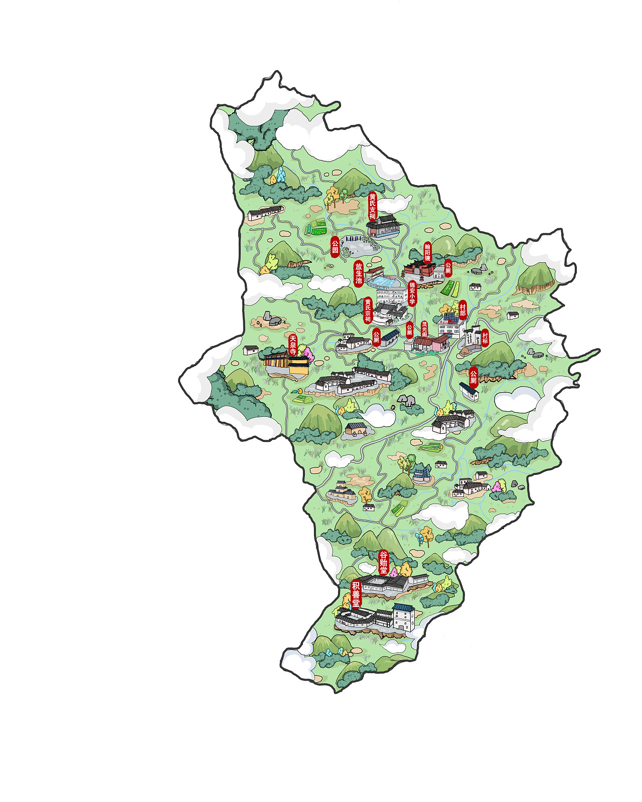 霞拔乡地图手绘