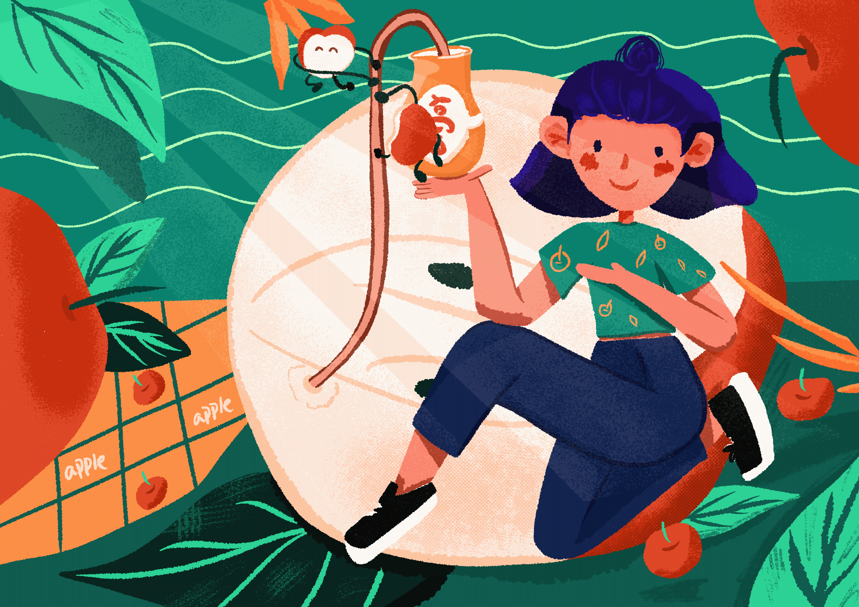 果汁饮品创意插画包装