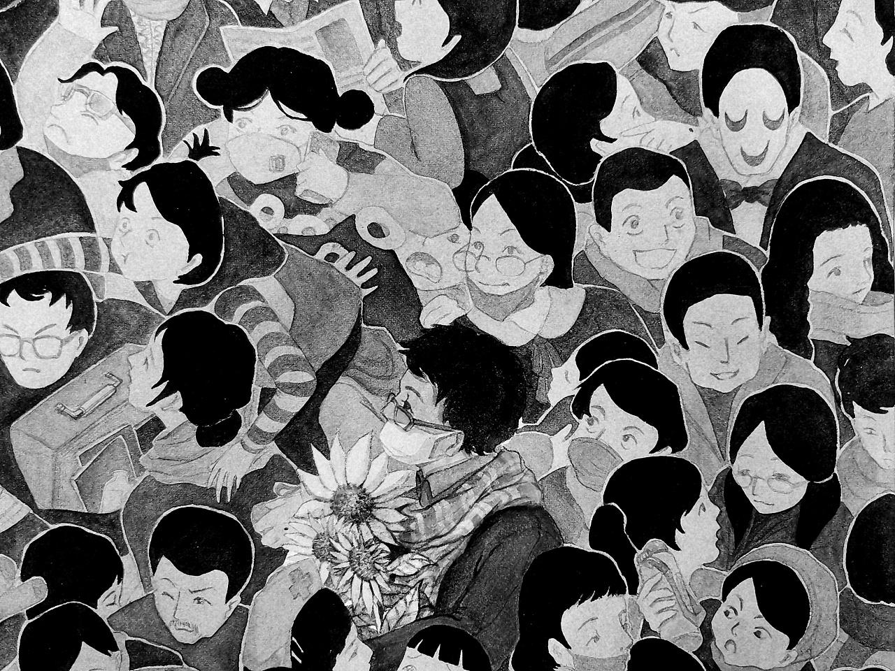 百态 · 穿越人海 | 半开水彩|插画|创作习作|julietong - 原创追品