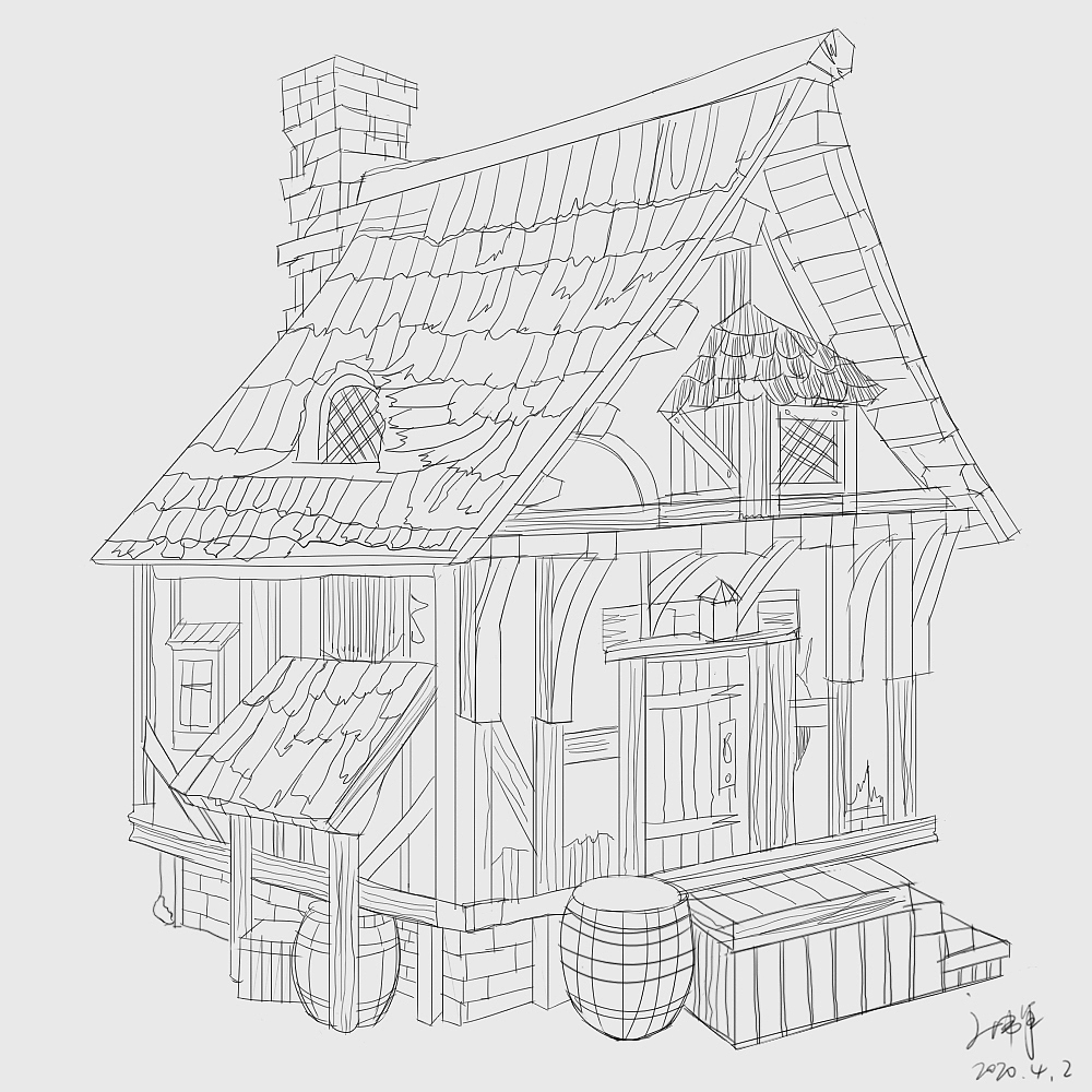 2020-04_场景单体建筑线稿练习