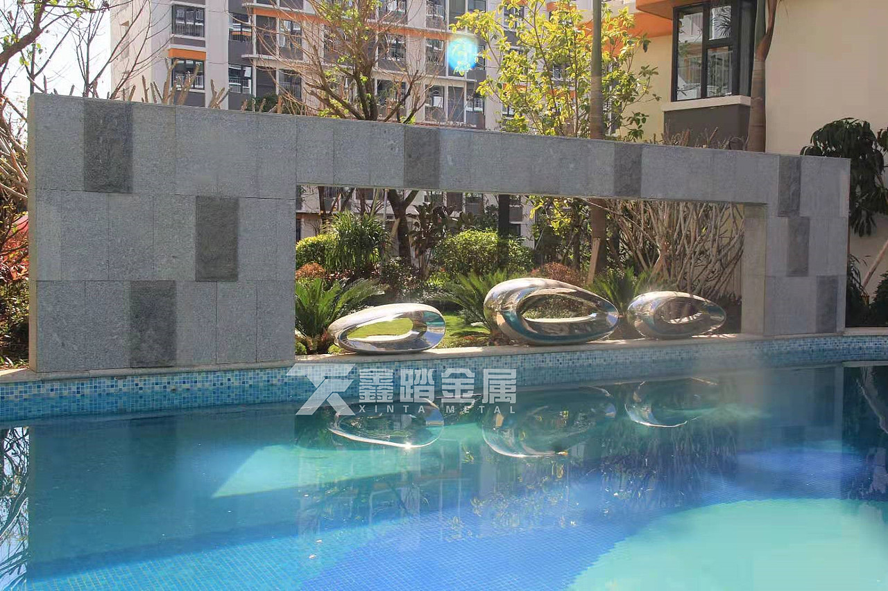 定制园林抽象不锈钢圆环雕塑 户外水景创意不锈钢雕塑