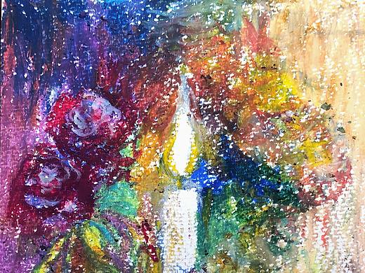 圣诞夜中的圣诞蜡烛