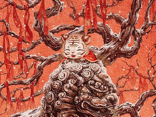 新年插画|白虎送福