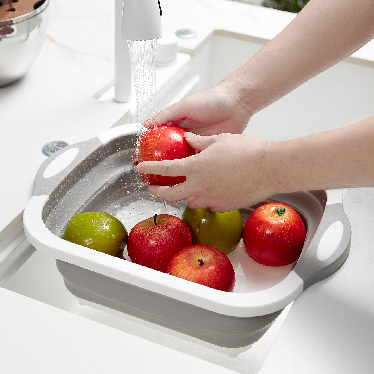 可伸缩厨房沥水篮 三合一菜板 自行车包车前包