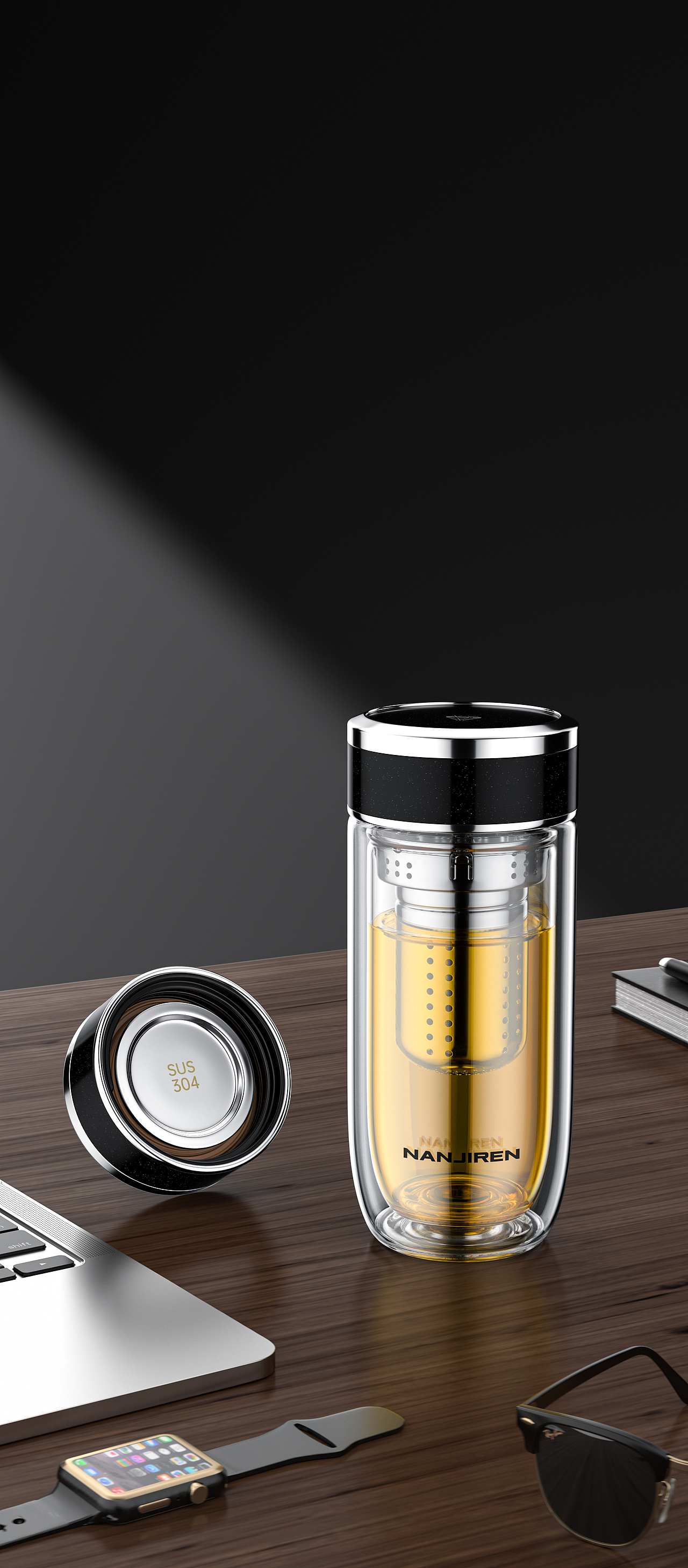 南极人品牌保温玻璃杯-建模渲染（图ZMzU0MjMyNjI4） - 电商 - 站酷设计师君风原创素材 - 站酷ZCOOL