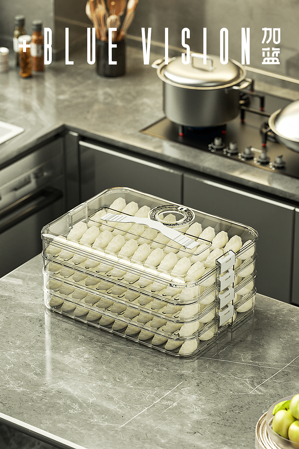 居家用品「饺子保鲜盒|渲染|详情」 ✖ 加蓝文化传媒