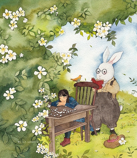 原创水彩插画【遇见你】