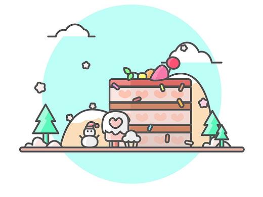 春夏秋冬系列蛋糕卡通插画
