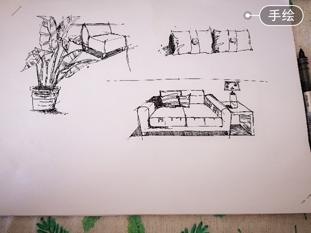 室内设计手绘,一点透视