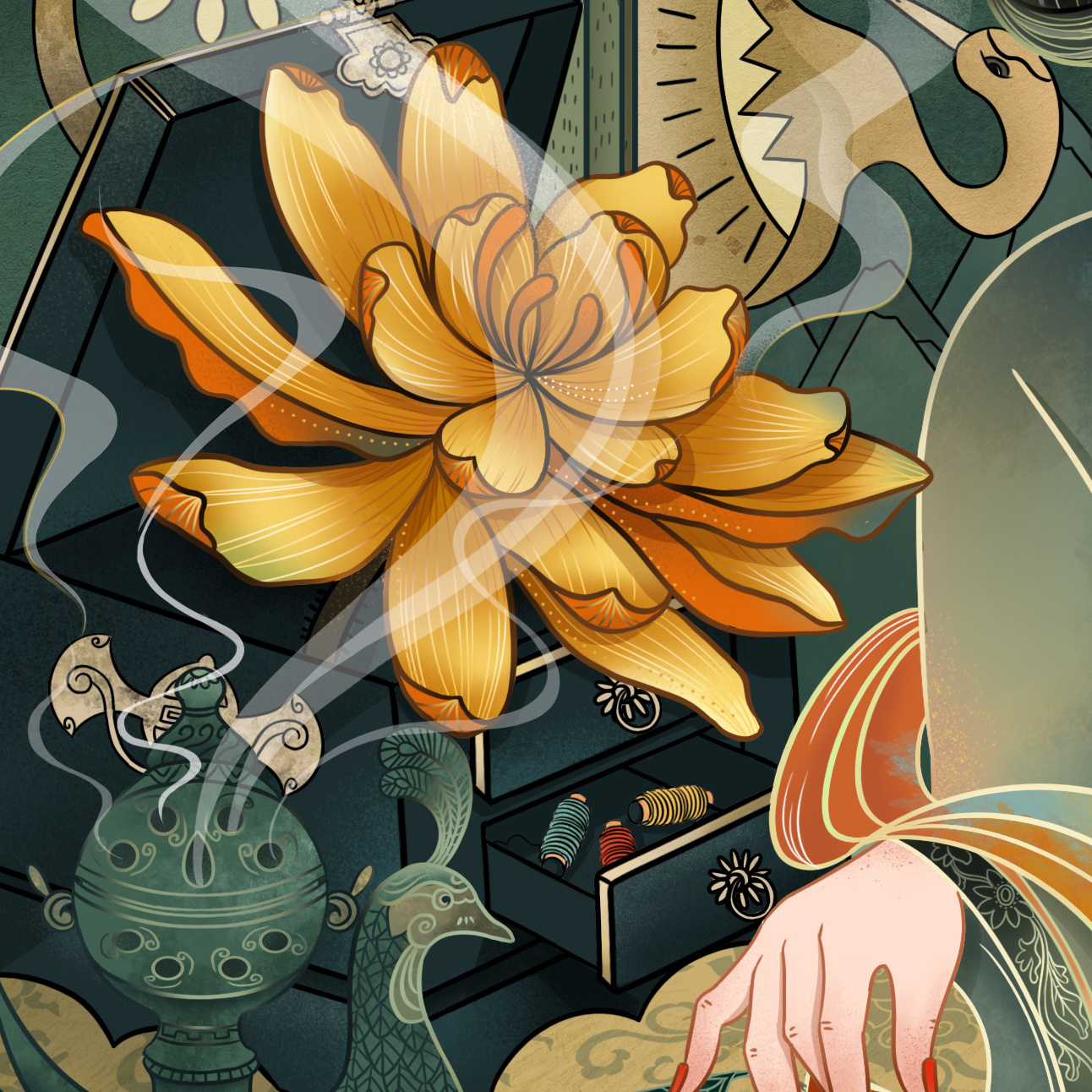 国风插画-《做香囊》|插画|创作习作|大屁娘 - 原创作品 - 站酷