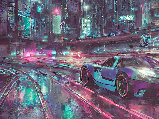 #AI创作实验室#雨夜中的梦幻赛车（个人主页-ZNjIzNTAwNjg=） - AI作品 - 站酷设计师祝缘原创素材 - 站酷ZCOOL