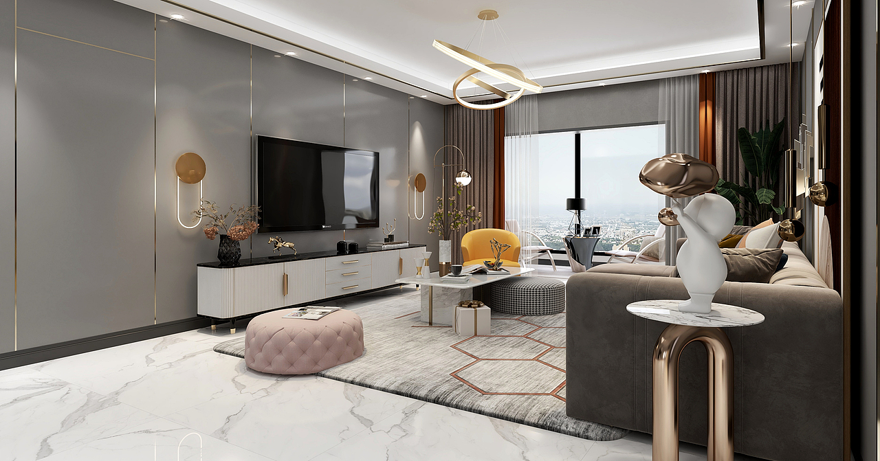 木菲美家4S店:昆明吾悦首府4室2厅轻奢风格装修效果图