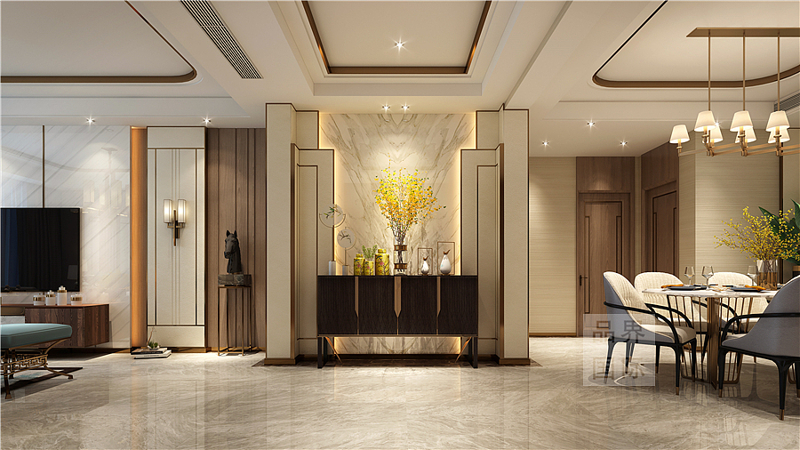 蓝城兰园182平新中式风格装修效果图设计