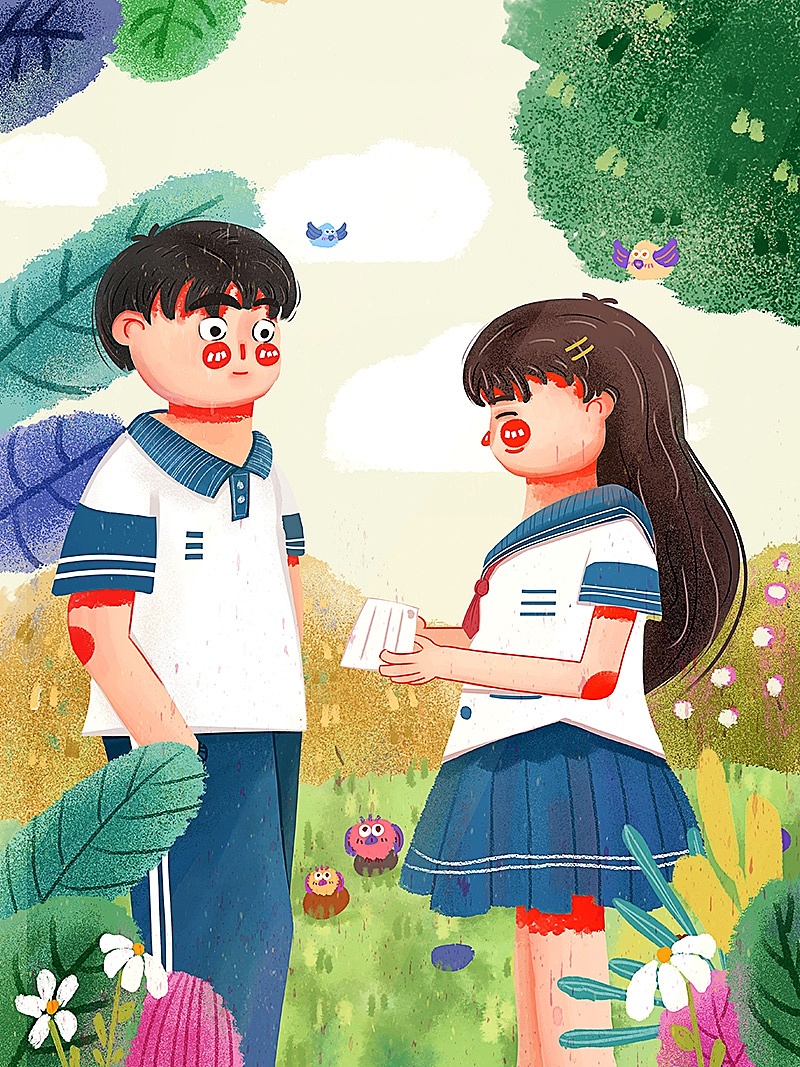 青春校园美好时光合集|插画|商业插画|沿港西邮南姜_原创作品-站酷