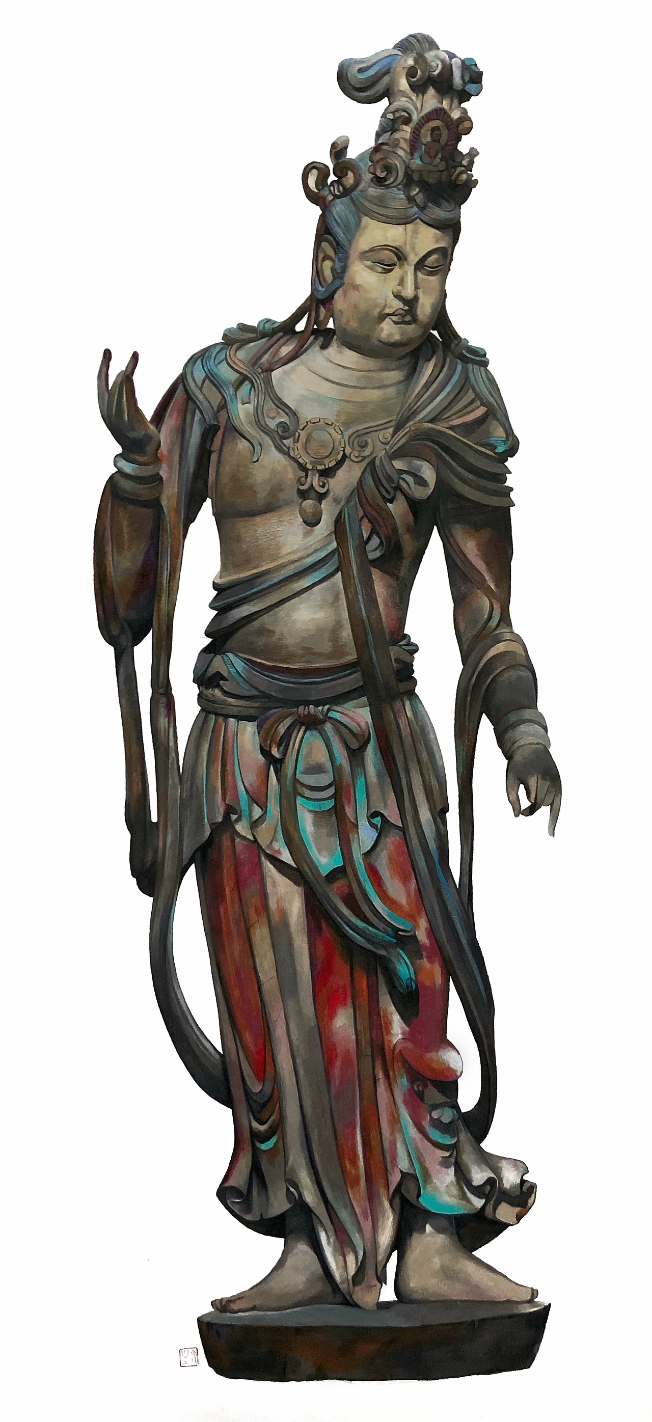 彩铅手绘观音造像