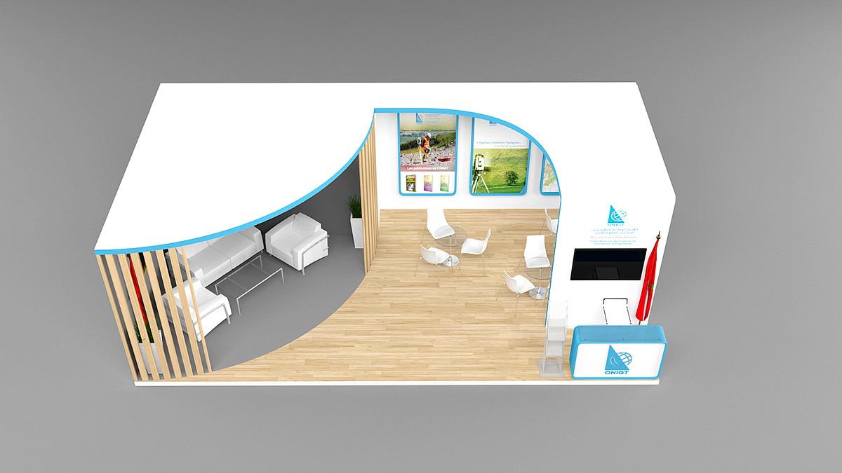 现代简约时尚展会展位3d效果图设计制作