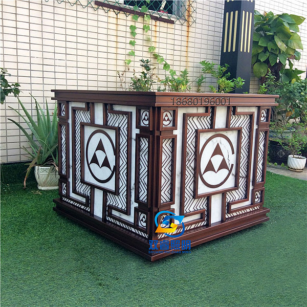 不锈钢方形柱头灯仿云石景观灯电镀紫铜落地灯石墩台灯