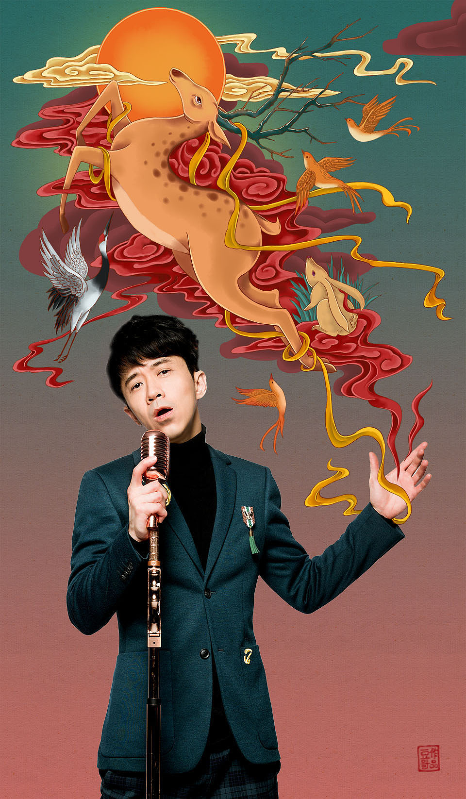 湖南卫视2017《歌手》合作一组国风海报(图ZNjkxMjQ2MDQ=) - 商业插画 - 站酷设计师插画师傅逗原创素材 - 站酷ZCOOL