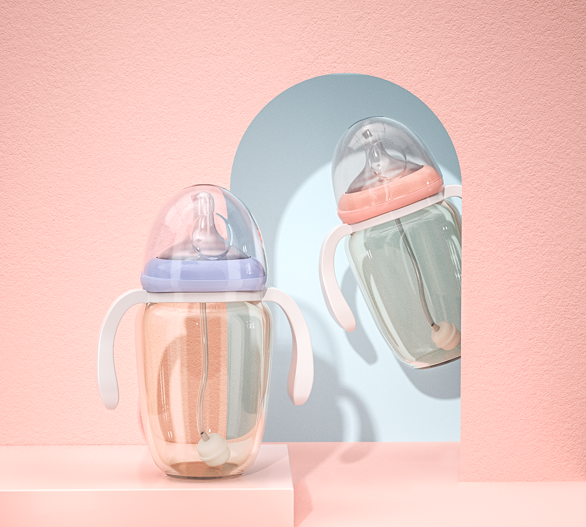C4D婴儿奶瓶氛围场景海报|三维|产品|UnnaturalYu - 原创作品 - 站酷 (ZCOOL)