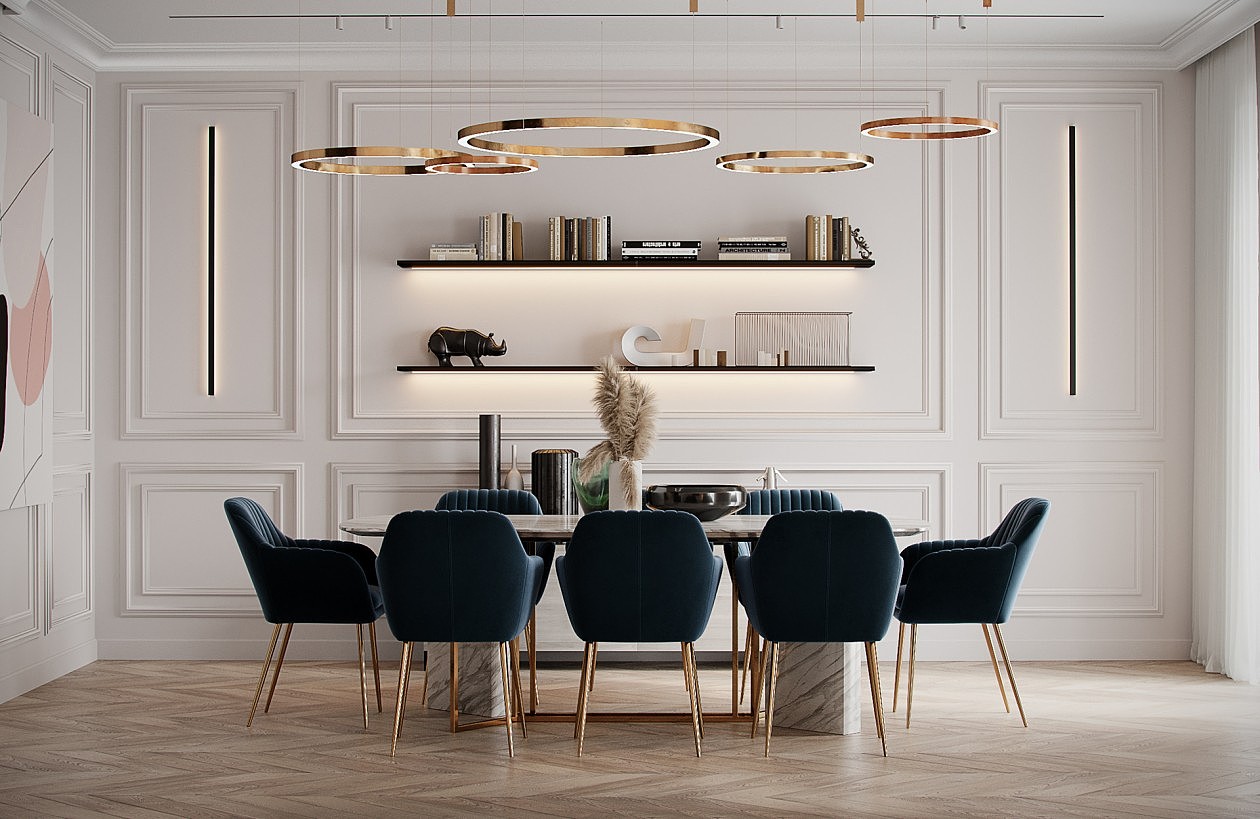 藏蓝色与简洁白,精致的简约 超有格调