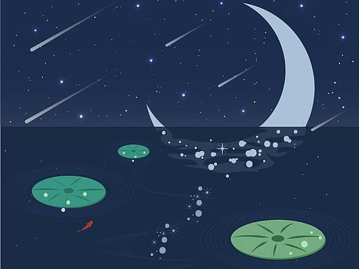夜间扁平风插画1