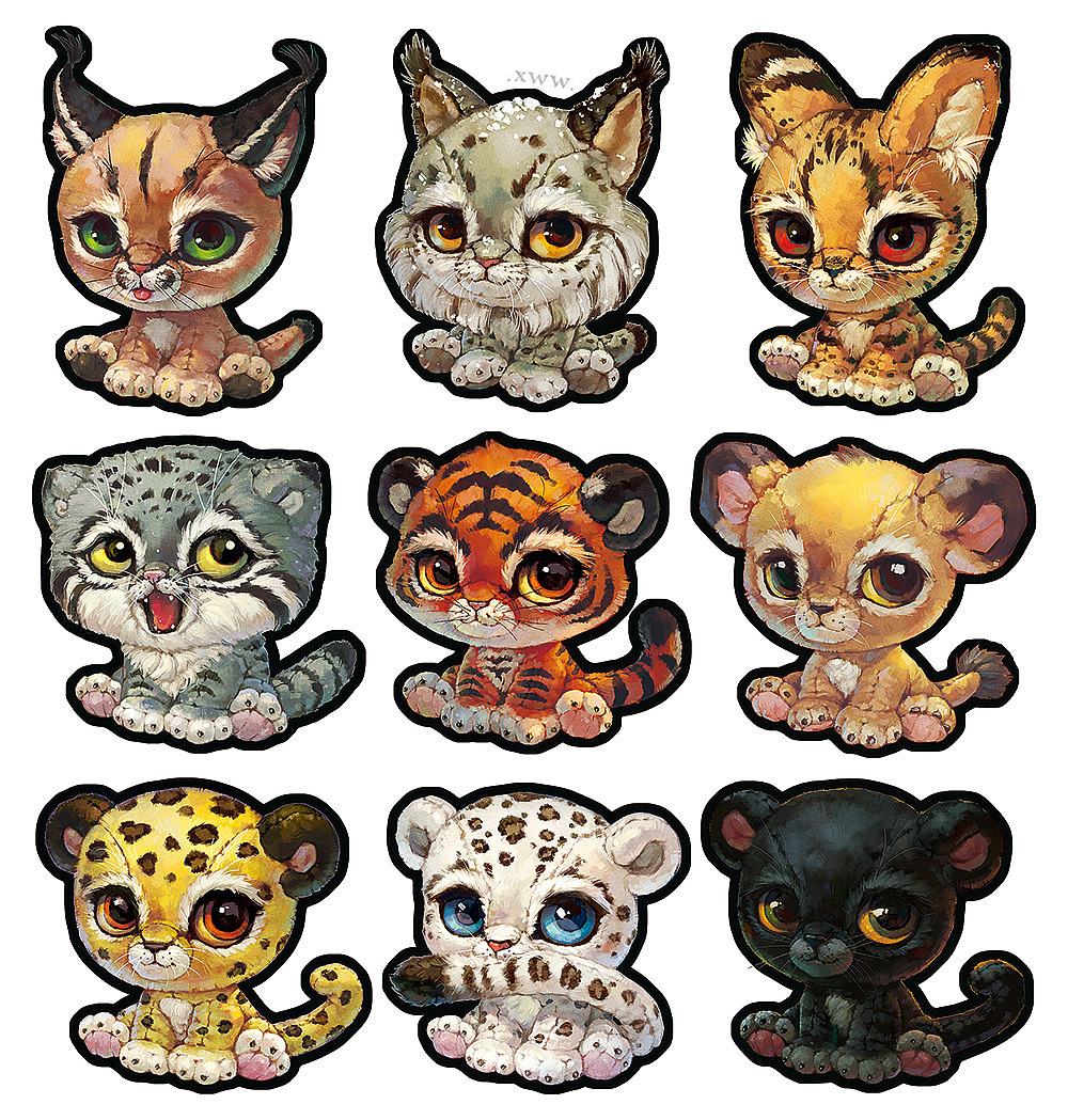 【野生CAT集】大猫 狞猫猞猁 薮猫兔狲 虎狮豹（图ZMTcyMzQ2NDE2） - 商业插画 - 站酷设计师雪娃娃童画原创素材 - 站酷ZCOOL