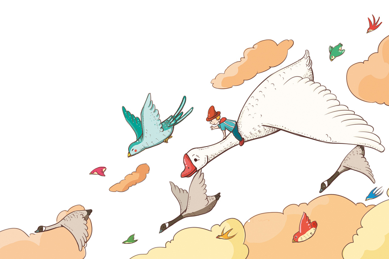 骑鹅旅行记情节插画图片