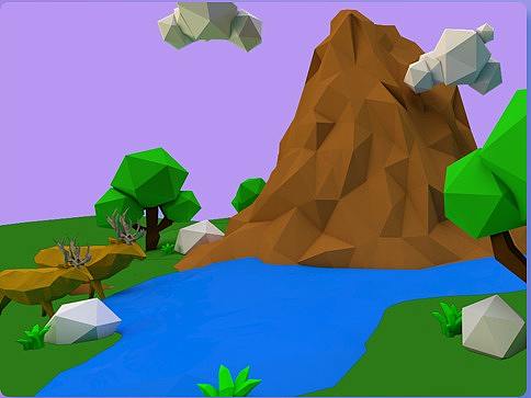 C4D-LOWPOLY场景设计（个人主页-ZMjUyNTk5MzI=） - 艺术插画 - 站酷设计师长青green原创素材 - 站酷ZCOOL