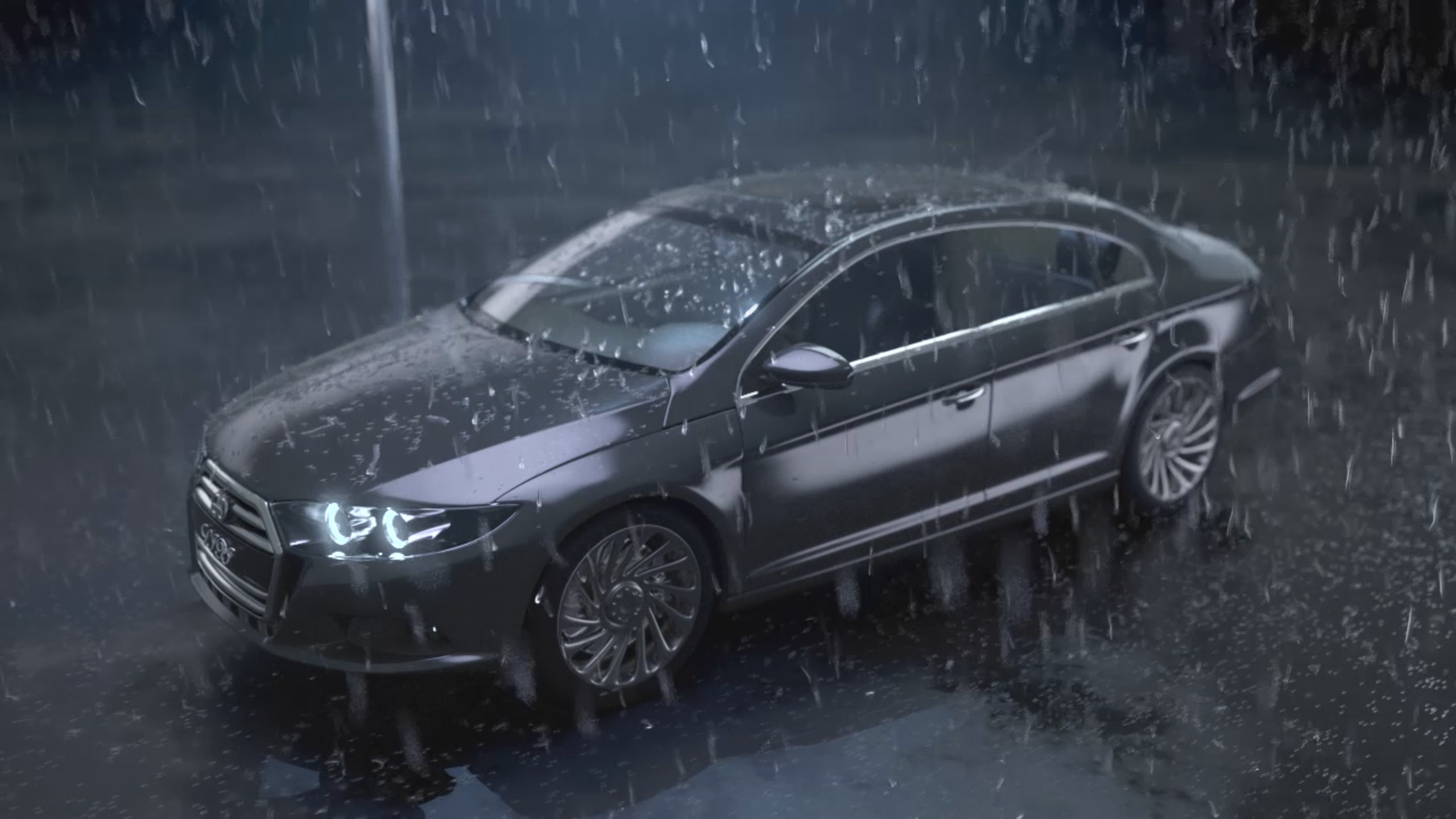 xp粒子 下雨效果 汽车渲染