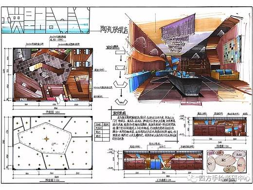 四方手绘室内设计快题学员作品