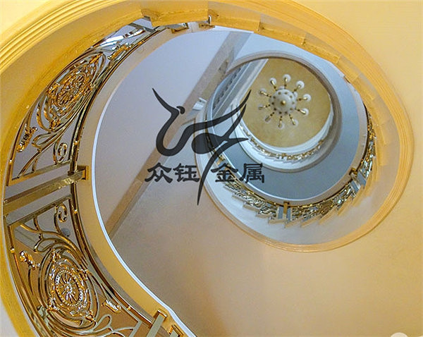 时尚铜艺楼梯护栏 别墅典型旋转铜雕花护栏制作