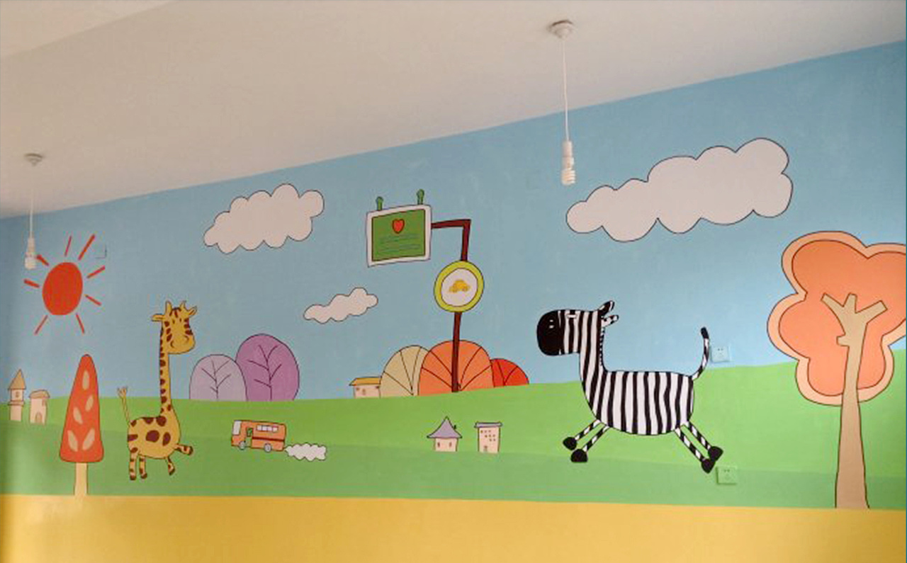 幼儿园主题彩绘墙壁图片