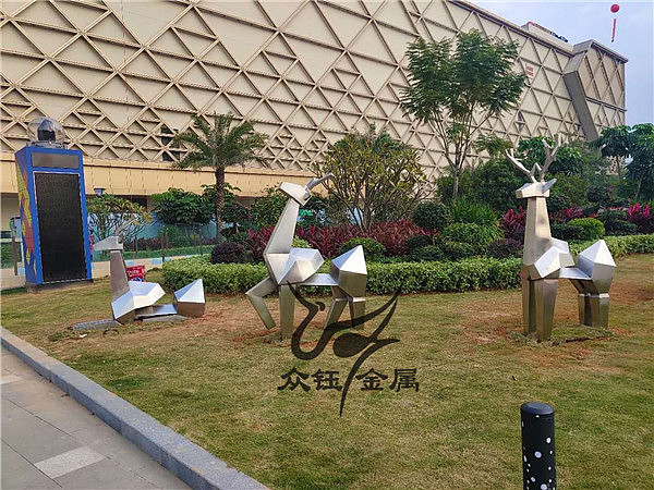 大型园林广场不锈钢小鹿雕塑 摆件