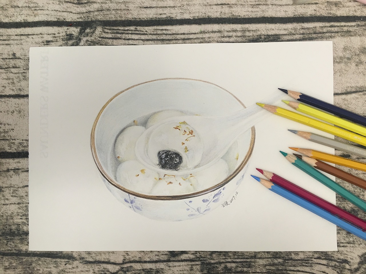 冬至。画.汤圆（图ZMTkwMjkxODY4） - 绘画 - 站酷设计师龚方俊手绘原创素材 - 站酷ZCOOL